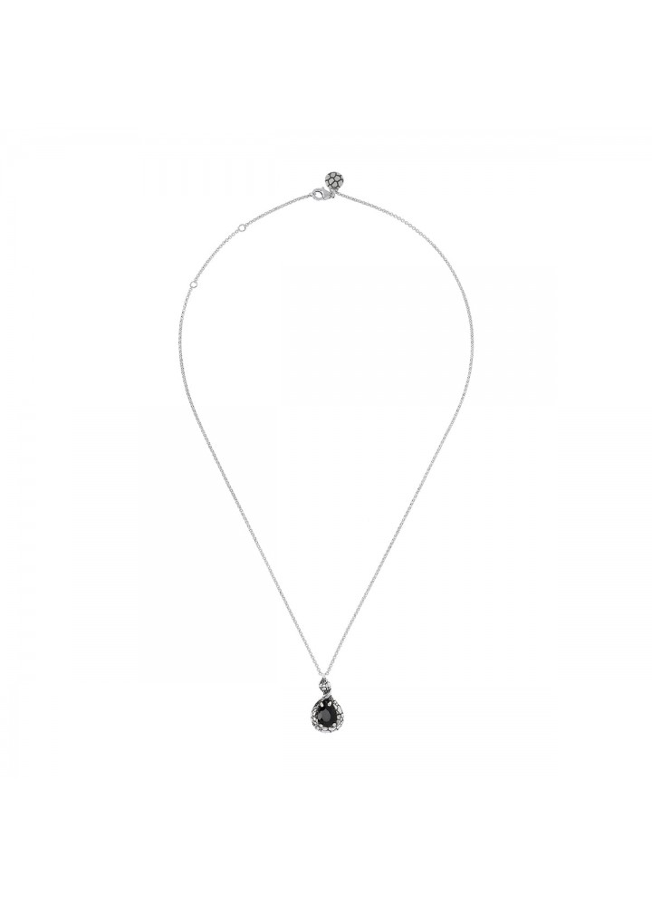 Collana In Argento Sterling 925 Con Perla E Spinello Nero – Pietre Naturali, Lunghezza 45 Cm