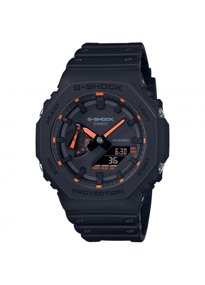 Orologio Casio G-SHOCK GA-2100-1A4ER nero con dettagli arancioni