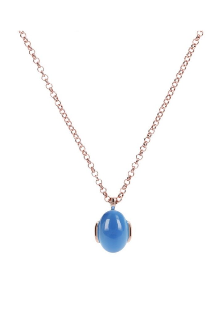 Collana Bronzallure Alba con pendente ovale, variante azzurra esemplificativa