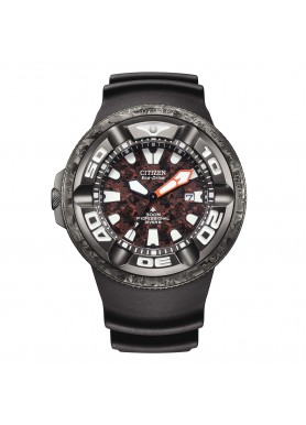 Orologio Citizen Promaster Godzilla BJ8059-03Z con quadrante rosso e nero e cinturino nero
