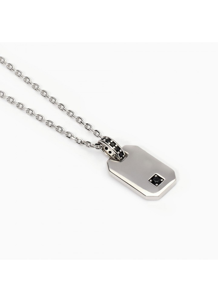 Collana Uomo BOCCADAMO MAN in Acciaio con piastrina militare e zircone – Corcione Gioielli