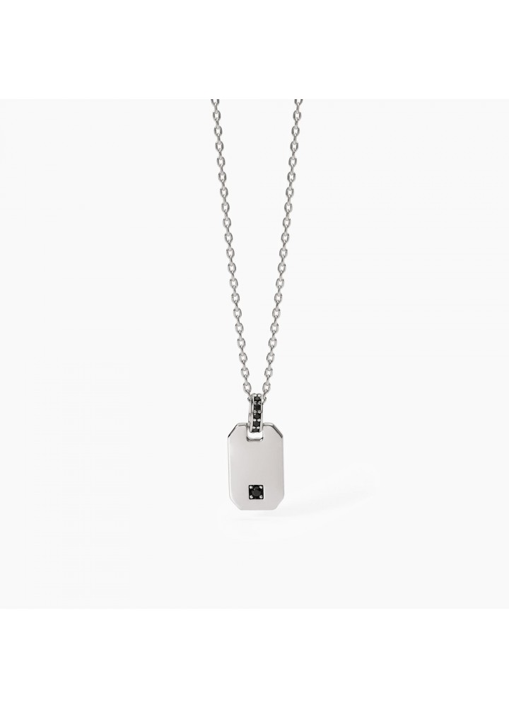 Collana Uomo Mabina Piastrina con zirconi neri 553679