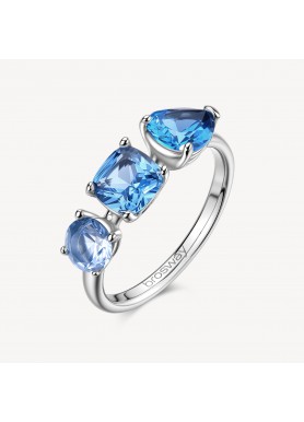 Anello Brosway Dreaming BIG32 con tre zirconi azzurri