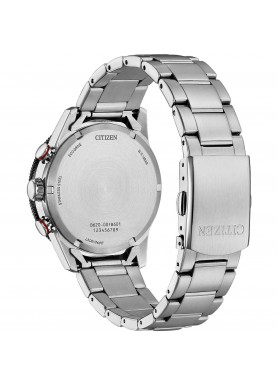 Citizen CA4714-55E: fondello avvitato e chiusura di sicurezza del bracciale in acciaio