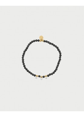 Bracciale Rue des Mille Gipsy Chic BR-031 M1 N AU nero e dorato con zirconi