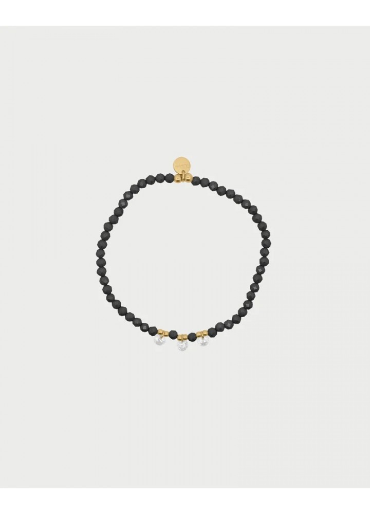 Bracciale Rue des Mille Gipsy Chic BR-031 M1 N AU nero e dorato con zirconi