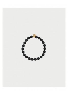 Bracciale elastico Rue des Mille Charm Bar agata nera e zirconi milky