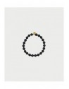 Bracciale elastico Rue des Mille Charm Bar agata nera e zirconi milky
