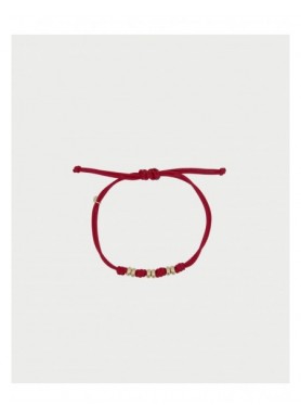 Bracciale Rue des Mille Charm Bar Soft Cord burgundy con rondelle dorate