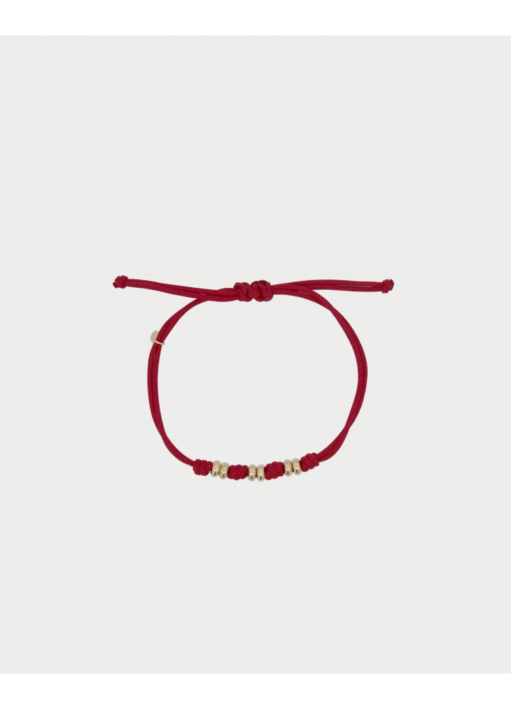 Bracciale Rue des Mille Charm Bar Soft Cord burgundy con rondelle dorate