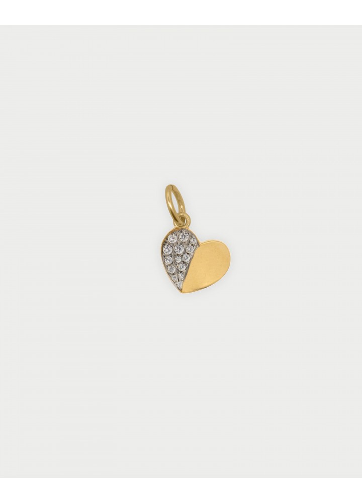 Charm Cuore Rue des Mille CharmBar dorato con zirconi, CB-LCN 01.