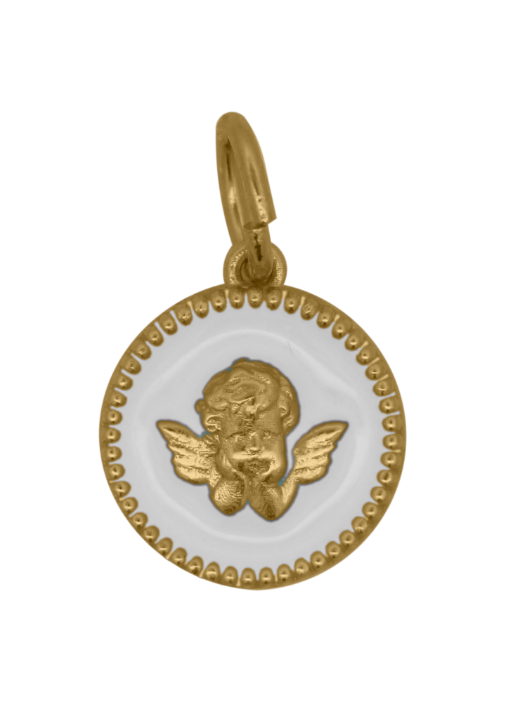 Charm Rue des Mille CharmBar Medaglia Angelo bianca e dorata — CB-LCN 100