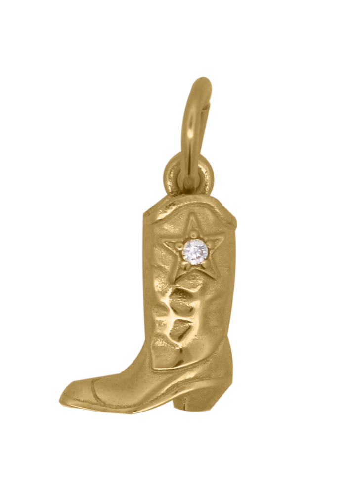Charm Rue des Mille CharmBar Cowgirl Boot dorato con zircone — CB-LCN 105