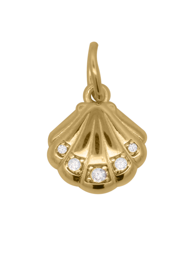 Charm Rue des Mille CharmBar Conchiglia dorata con zirconi — CB-LCN 108