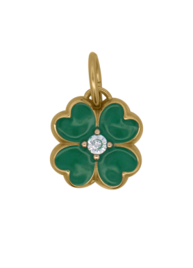 Charm Rue des Mille CharmBar Quadrifoglio dorato con smalto verde — CB-LCN 114