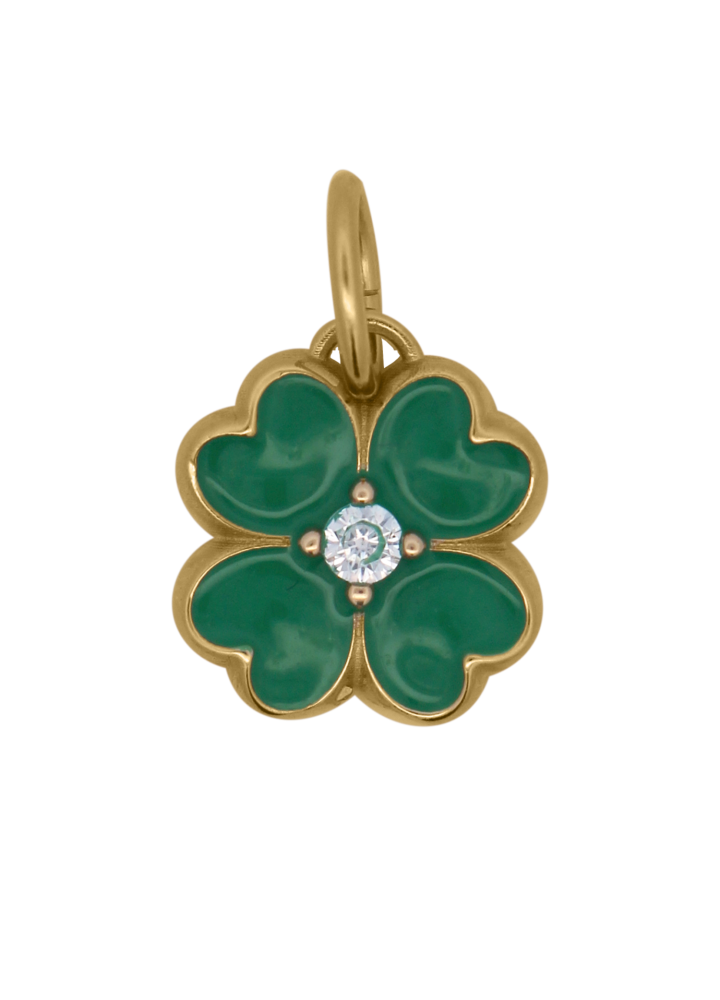 Charm Rue des Mille CharmBar Quadrifoglio dorato con smalto verde — CB-LCN 114