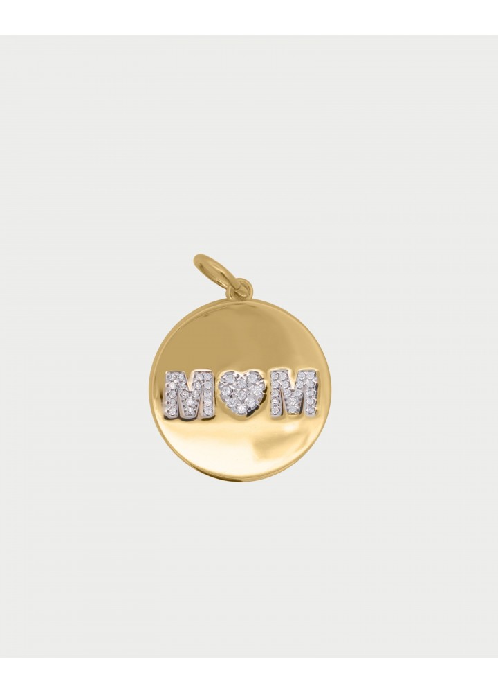 Charm Rue des Mille CharmBar Medaglia Circle XL MOM dorata con zirconi — CB-LCN 115