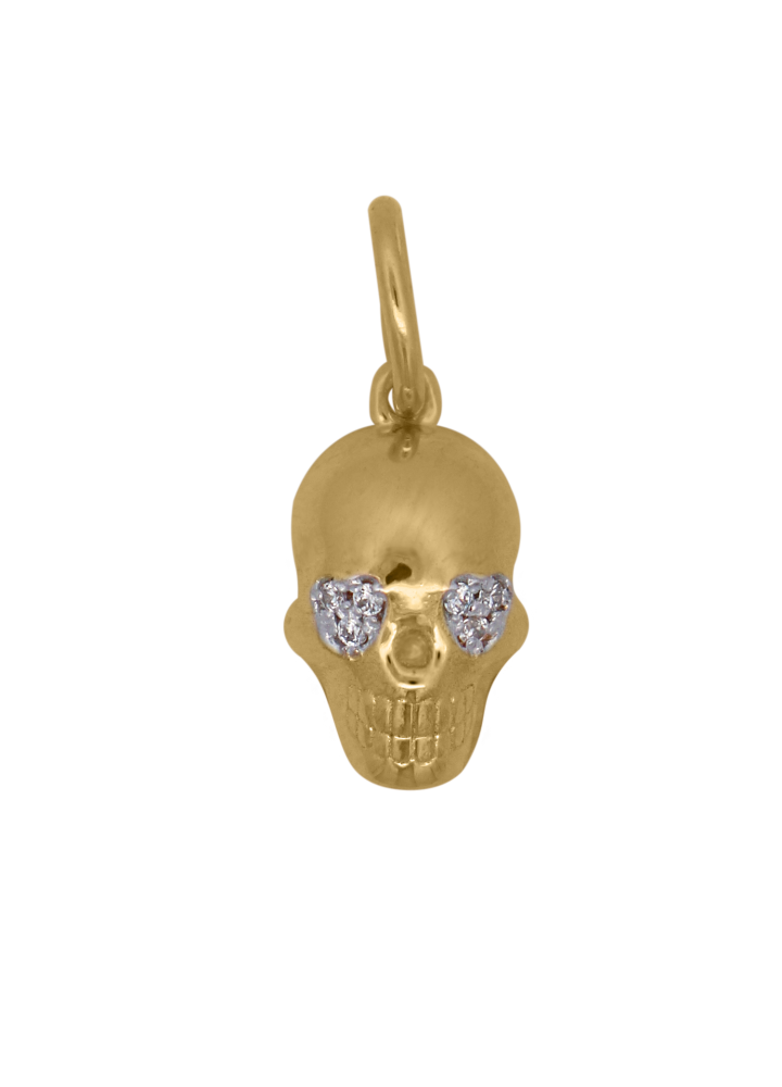 Charm Rue des Mille CharmBar Teschio Skully dorato con zirconi — CB-LCN 69