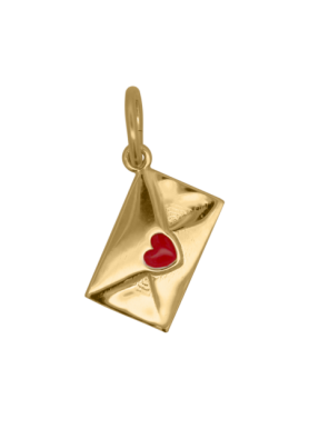 Charm Rue des Mille CharmBar Lettera Envelope dorata con cuore rosso — CB-LCN 72