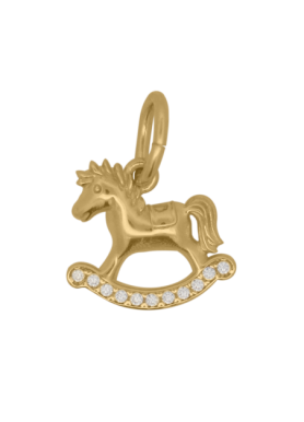 Charm Rue des Mille CharmBar Cavallo a dondolo dorato con zirconi — CB-LCN 77