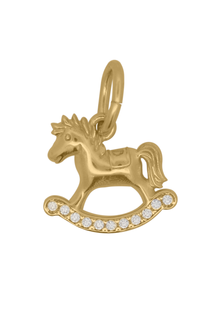 Charm Rue des Mille CharmBar Cavallo a dondolo dorato con zirconi — CB-LCN 77