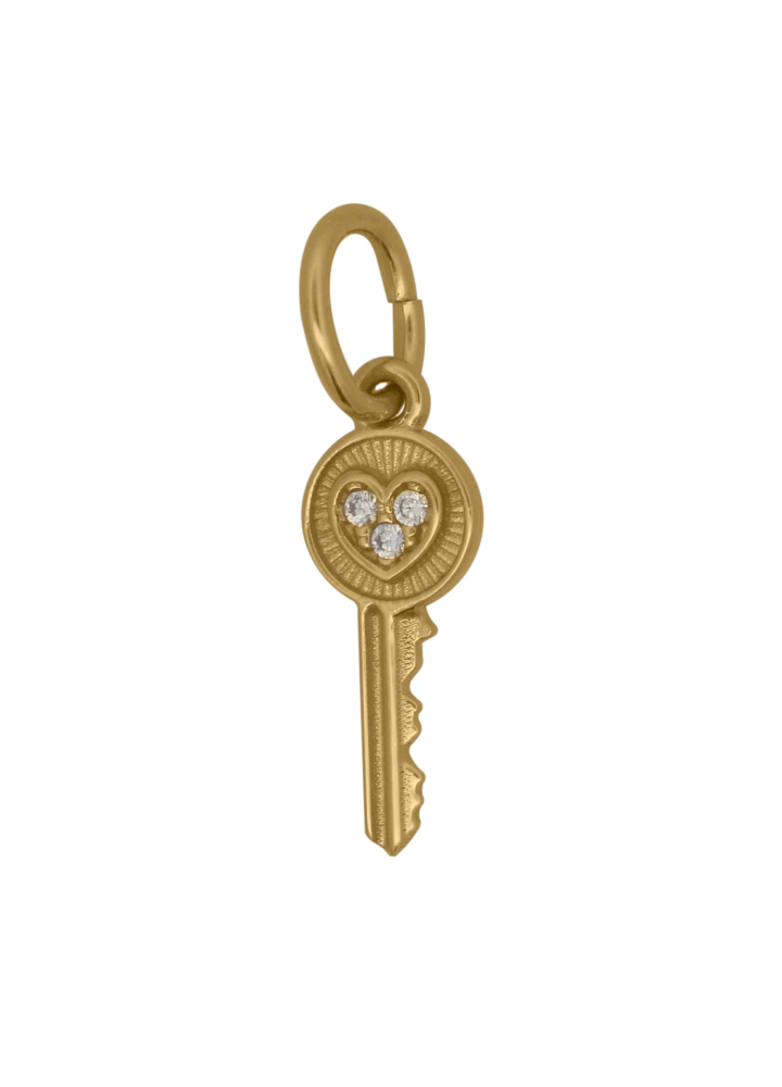 Charm Rue des Mille CharmBar Chiave dorata con zirconi — CB-LCN 78