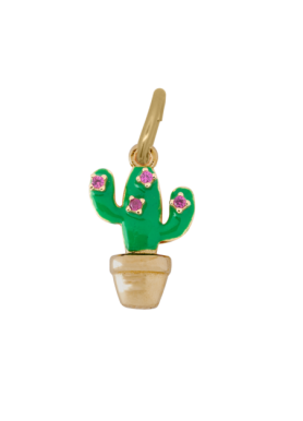 Charm Rue des Mille CharmBar Cactus dorato smaltato con zirconi rosa — CB-LCN 81