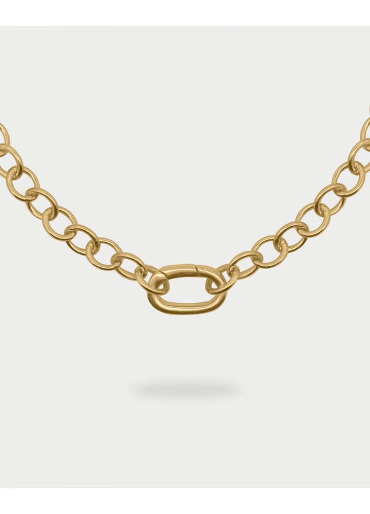Collana Rue des Mille Charm Bar Rolò Chain dorata con ovale