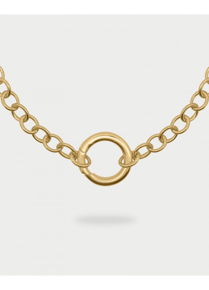 Collana Rue des Mille Charm Bar Rolò Chain dorata con cerchio