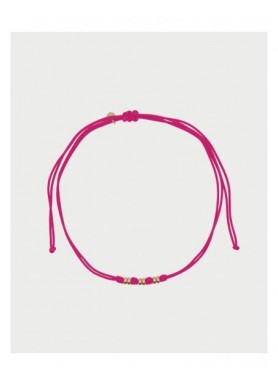 Girocollo Rue des Mille Charm Bar Soft Cord fucsia con rondelle dorate