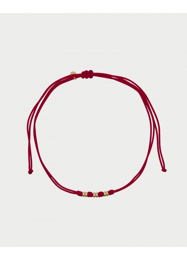 Girocollo Rue des Mille Charm Bar Soft Cord burgundy con rondelle dorate