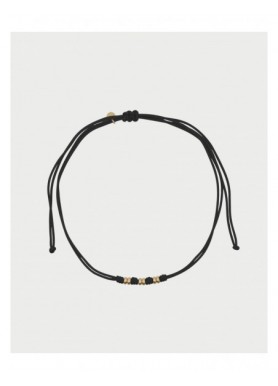 Girocollo Rue des Mille Charm Bar Soft Cord nero con rondelle dorate