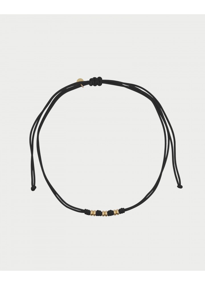 Girocollo Rue des Mille Charm Bar Soft Cord nero con rondelle dorate