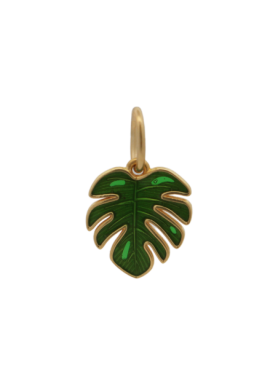 Charm Rue des Mille CharmBar Foglia tropicale dorata smaltata — CB-LCN 124