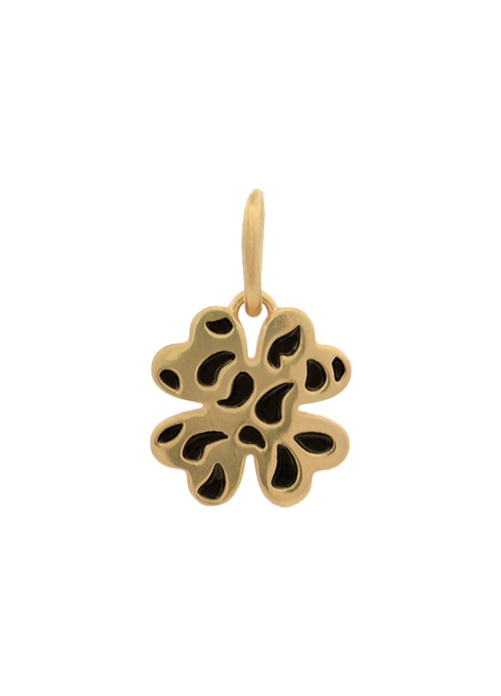 Charm Rue des Mille CharmBar Quadrifoglio Wild dorato leopardato nero — CB-LCN 126