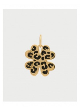 Charm Rue des Mille CharmBar Quadrifoglio Wild XL dorato leopardato nero — CB-LCN 129