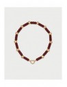 Collana Rue des Mille Charm Bar Boule burgundy con cuore dorato
