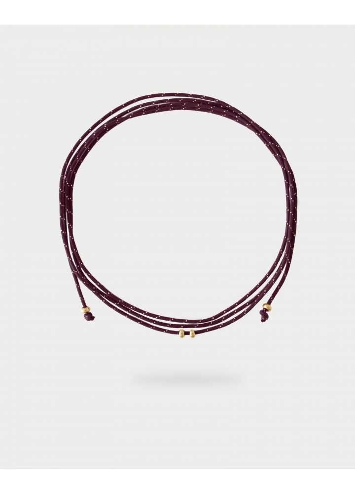 Collana Rue des Mille Charm Bar No Closure con cordino burgundy