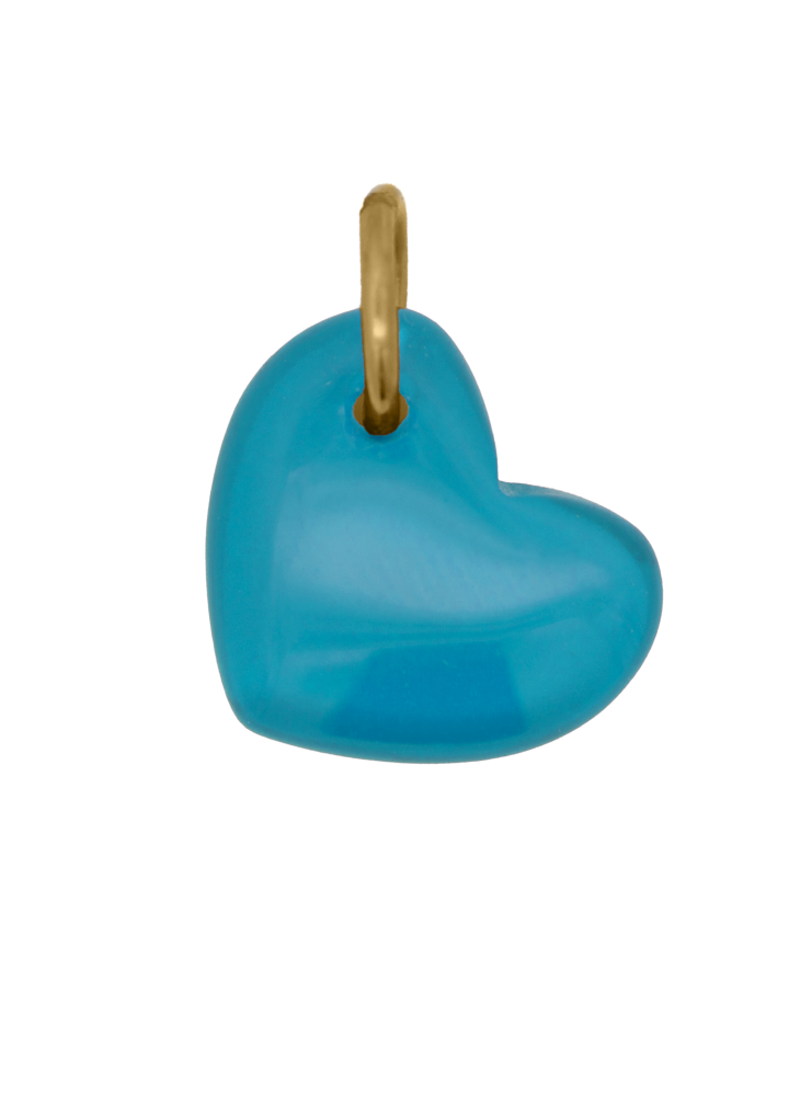 Charm dorato Rue des Mille CharmBar con cuore in cristallo celeste — CB-LCN 84