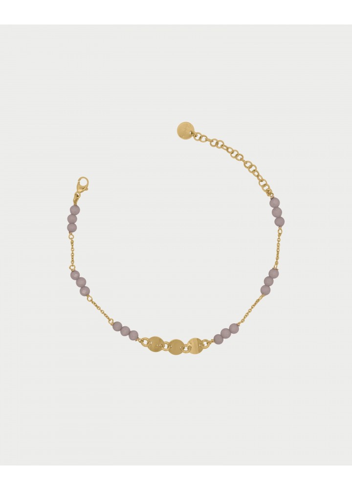 Bracciale Rue des Mille Gipsy Chic fumé e dorato con zirconi Milky e medaglie