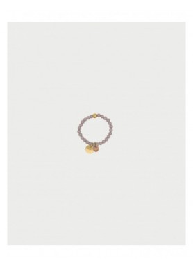 Anello elastico Rue des Mille Gipsy Chic fumé e dorato con zirconi Milky