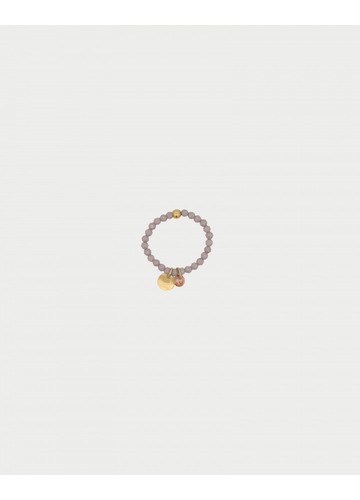 Anello elastico Rue des Mille Gipsy Chic fumé e dorato con zirconi Milky