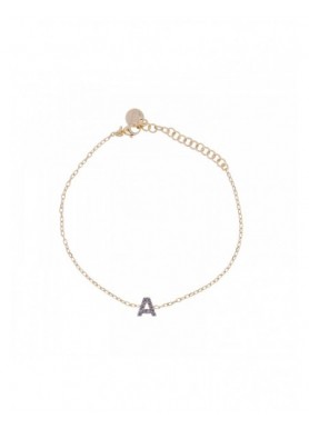 Bracciale Rue des Mille lettera A dorato con zirconi bianchi