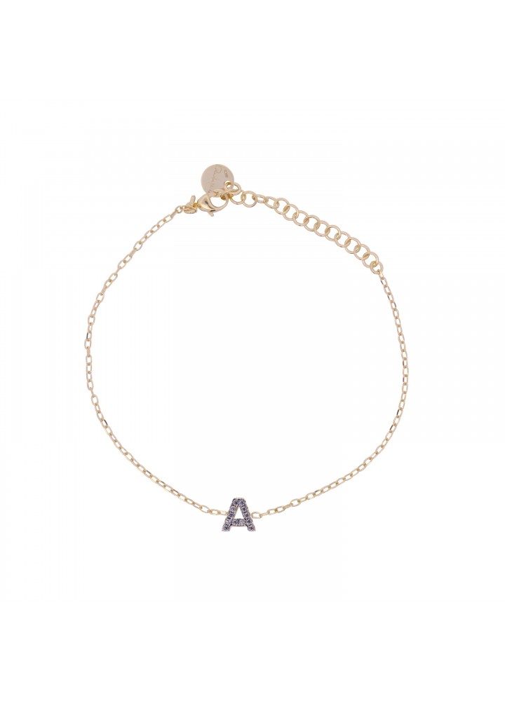 Bracciale Rue des Mille lettera A dorato con zirconi bianchi