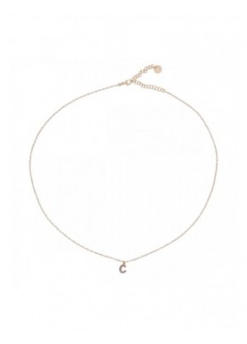 Collana girocollo Rue des Mille lettera C dorata con zirconi bianchi