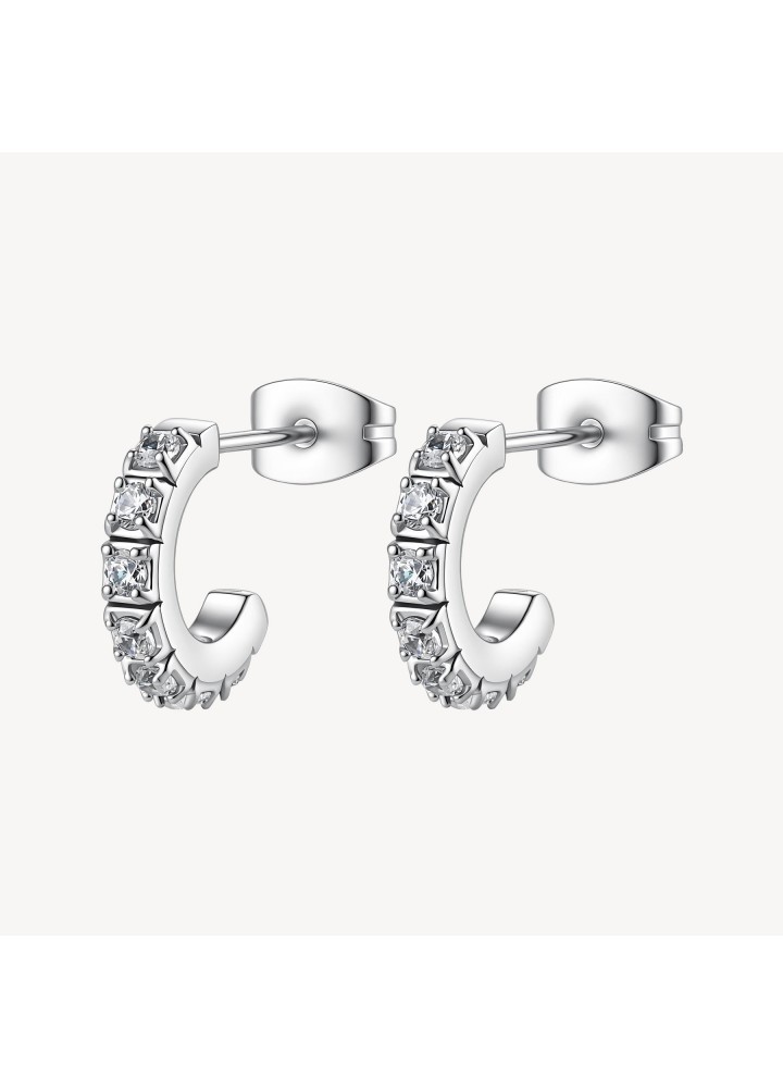 Orecchini a cerchietto Brosway Desideri in acciaio con cubic zirconia BEIE042 — vista principale
