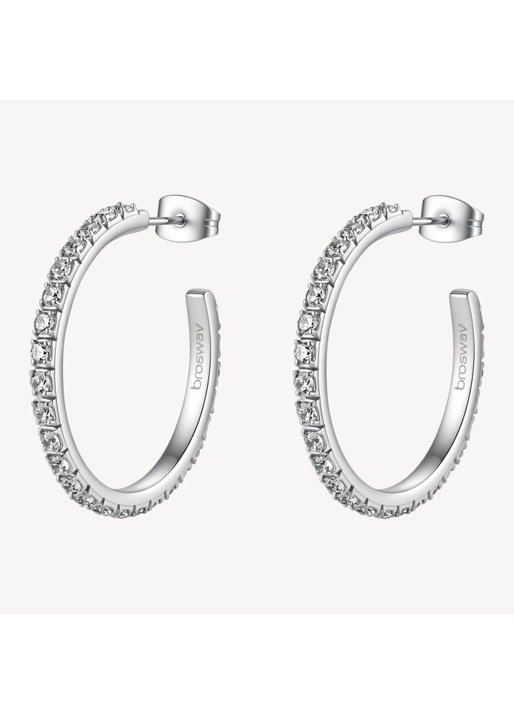 Orecchini a cerchio Brosway Desideri in acciaio con cubic zirconia BEIE046