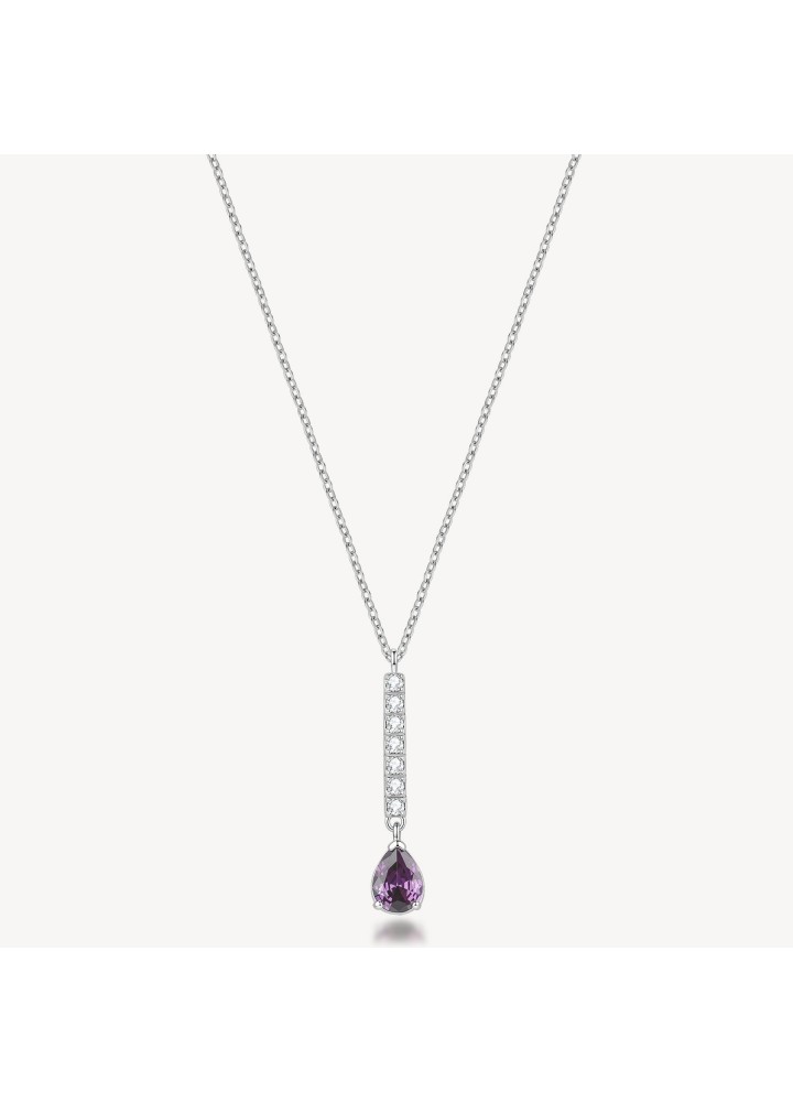 Collana Brosway Desideri con barretta e cubic zirconia ametista BEIN035