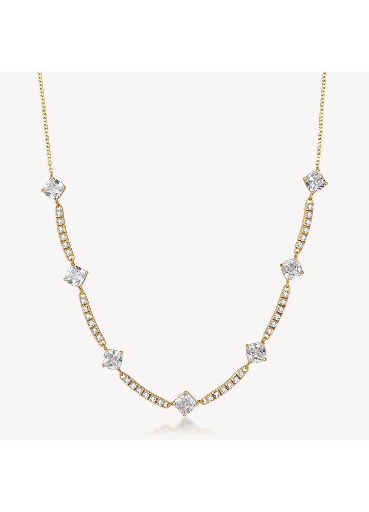 Collana girocollo Brosway Desideri dorata con barrette e zirconi BEIN039