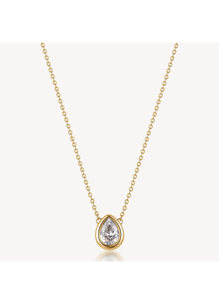 Collana Brosway Glow dorata con pendente a goccia e cubic zirconia BGW02